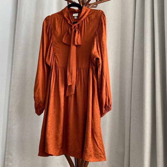 Vintage Style Long Sleeve Dress in color Cooper. - Picture 7 of 9